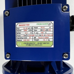 Центробежный насос BB500/150, AISI304, 380V/50Hz, 2900