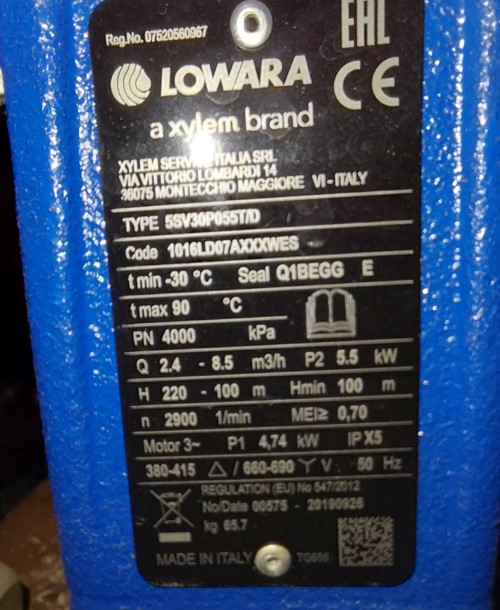 Replacement of the mechanical seal in a Lowara 5SV pump